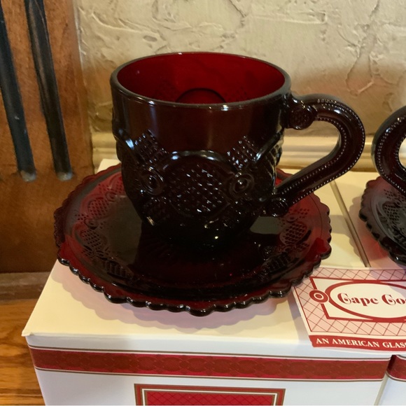Cape Cod Cup and Saucer Ruby Red Set of 2 NOS #M - Picture 2 of 8